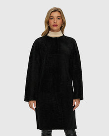 Reversible Shearling Lamb Short Coat | Black