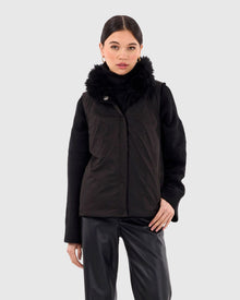 Reversible Shearling Lamb Vest With Select Cashmere Goat Collar | Black/Black