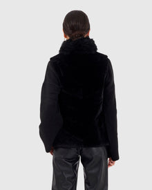 Reversible Shearling Lamb Vest With Select Cashmere Goat Collar | Black/Black