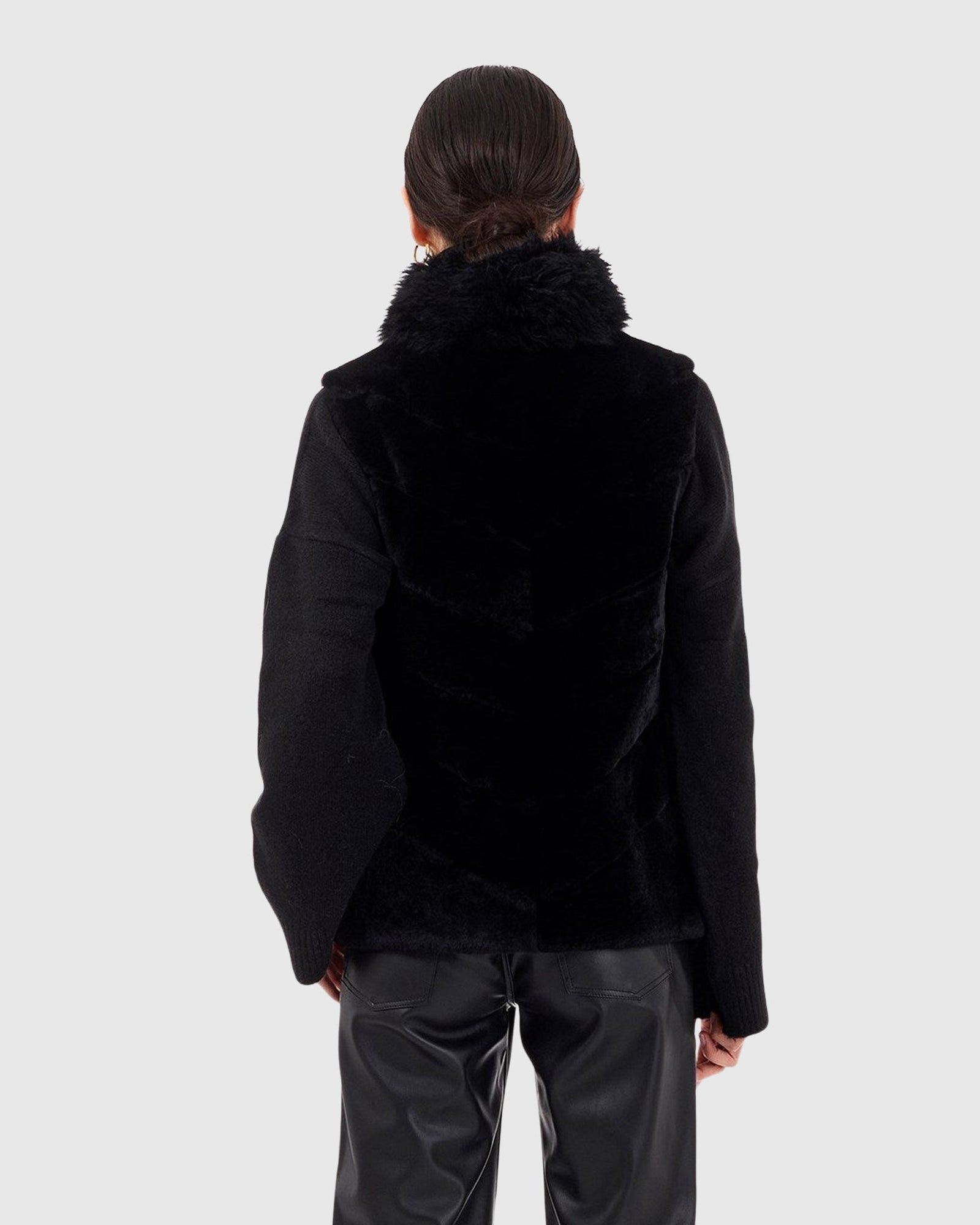 Reversible Shearling Lamb Vest With Select Cashmere Goat Collar | Black/Black