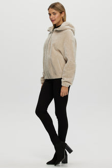 Reversible Shearling Lamb Zip Parka | Women | Beige