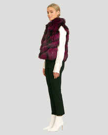 Reversible Silver Fo Fur And Down Vest | Women | Fushia x Black