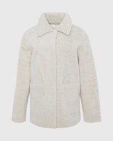 Reversible Textured Shearling Lamb Jacket | Ivory