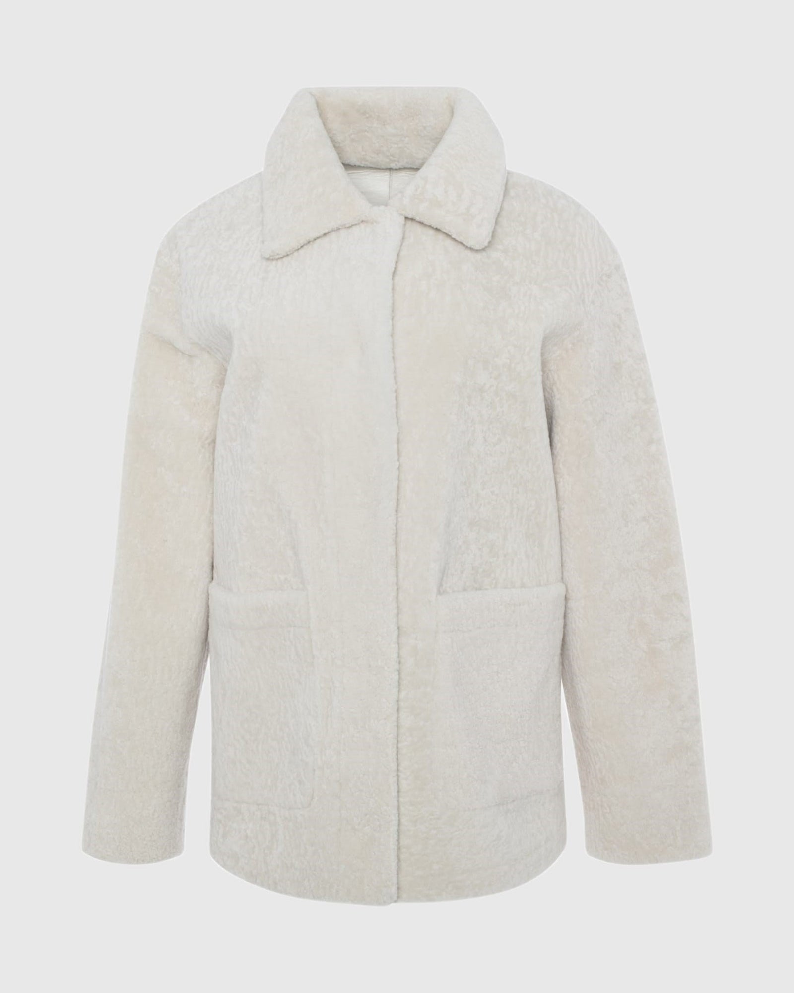 Reversible Textured Shearling Lamb Jacket | Ivory