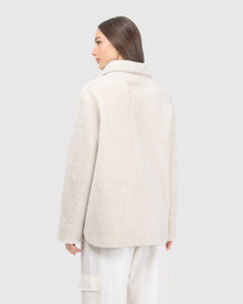 Reversible Textured Shearling Lamb Jacket | Ivory