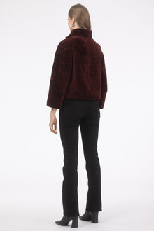 Reversible Tetured Shearling Lamb Jacket With Cropped Sleeves | Women | Wine x Wine