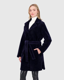 Reversible Select Shearling Lamb Stroller With Belt | Dark Blue/Dark Blue