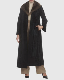 Russian Broadtail Coat With Russian Sable Collar | Black