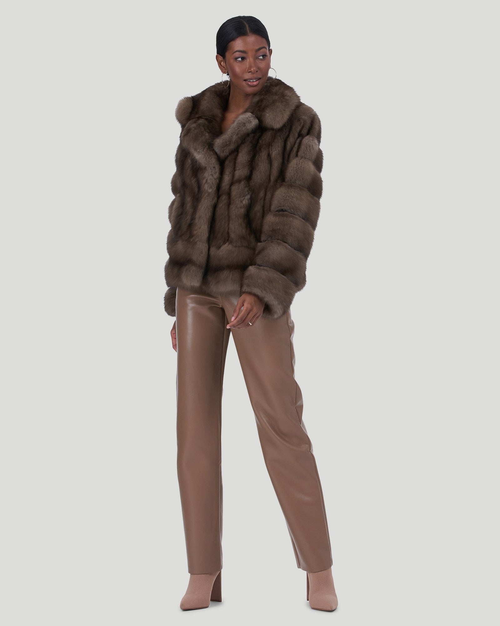 Russian Sable Jacket With Horizontal Sleeves | Graphite