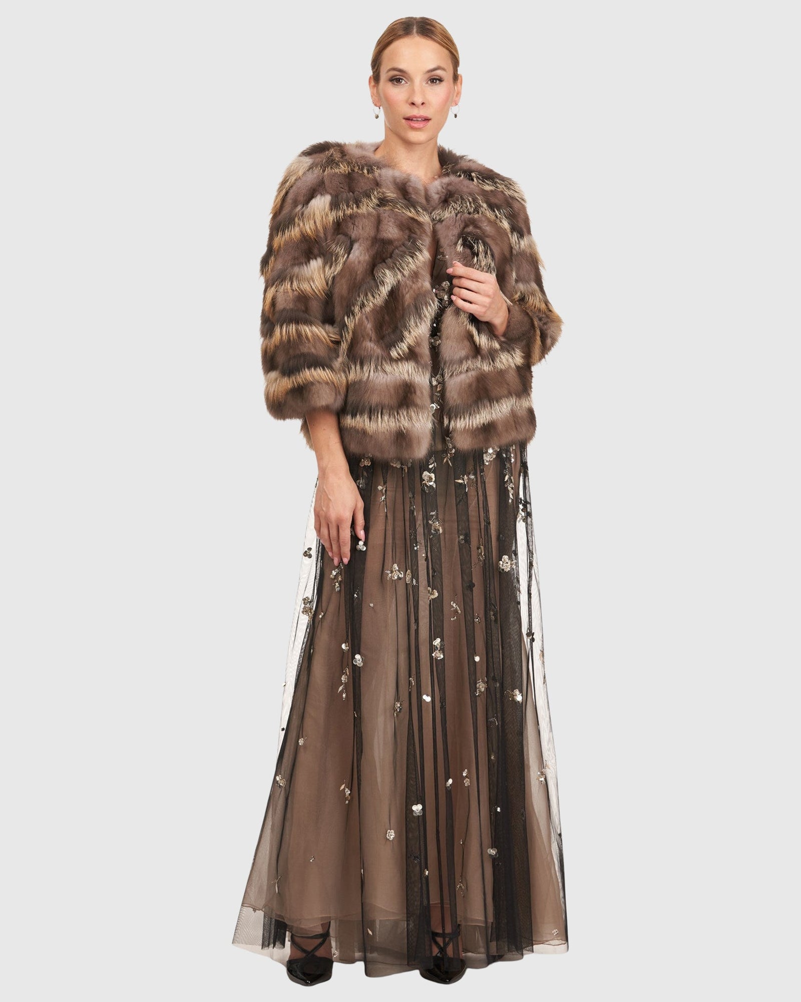 Sable And Fox Intarsia Jacket | Smoke/Cross