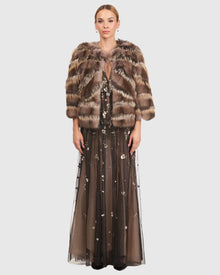 Sable And Fox Intarsia Jacket | Smoke/Cross