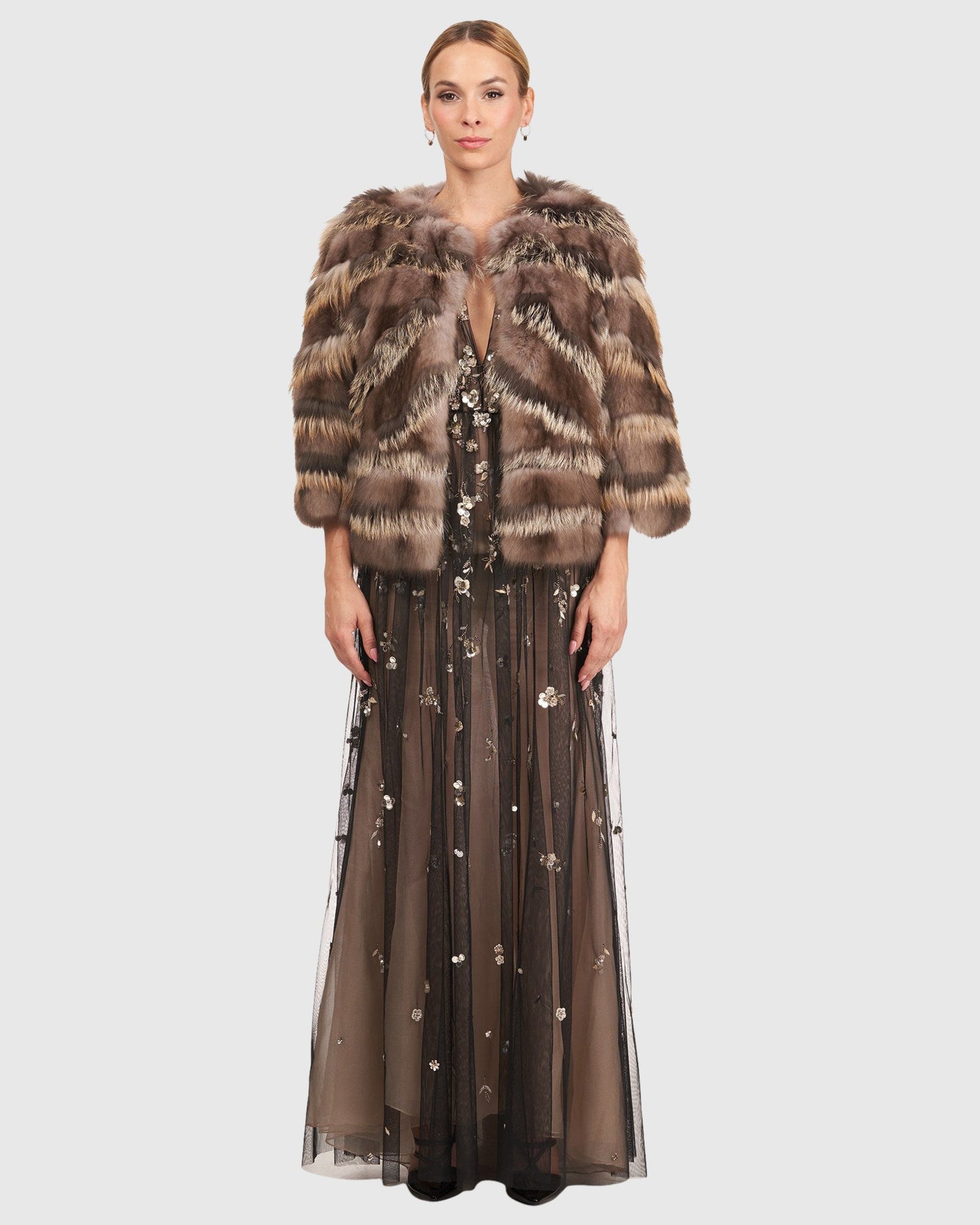 Sable And Fox Intarsia Jacket | Smoke/Cross