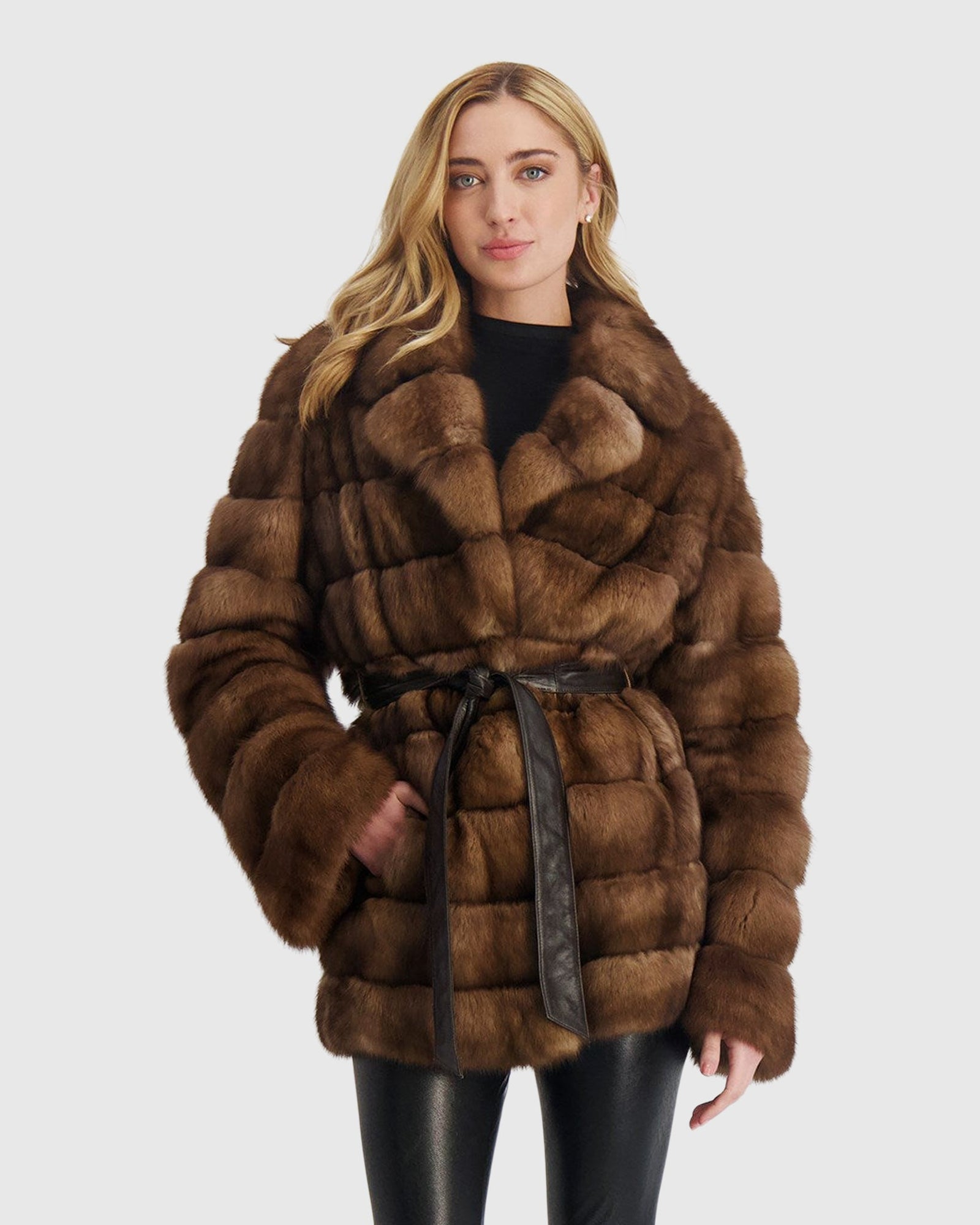 (PRE-ORDER) Sable Jacket With Leather Belt | Tortora