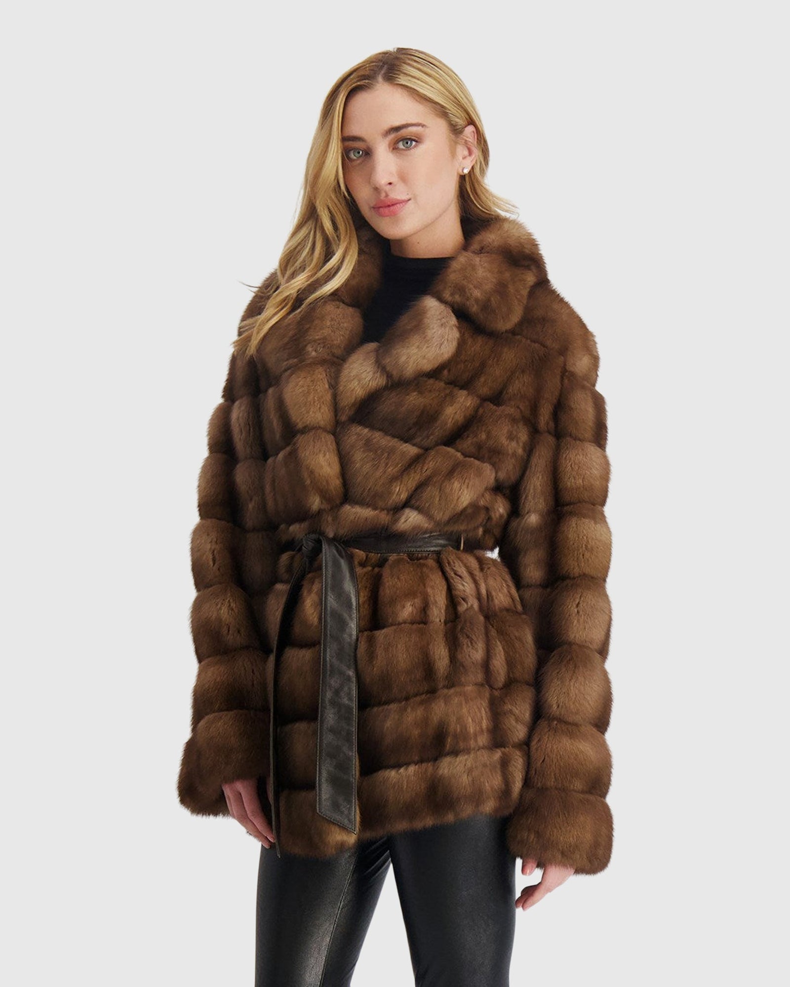 (PRE-ORDER) Sable Jacket With Leather Belt | Tortora