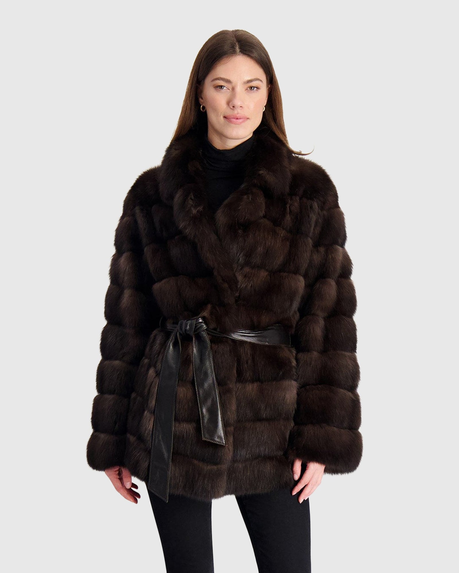 (PRE-ORDER) Sable Jacket With Leather Belt | Silvery