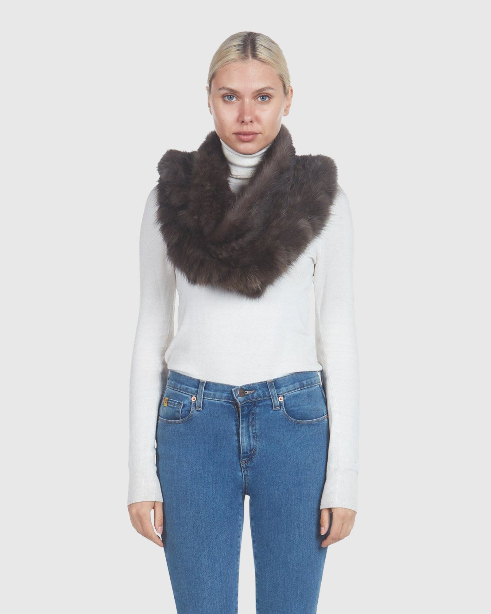 Sable Knit Infinity Ruffle Scarf | Uptone