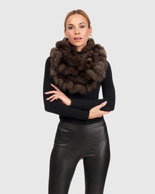 Sable Knit Infinity Scarf With Ruffles | Uptone