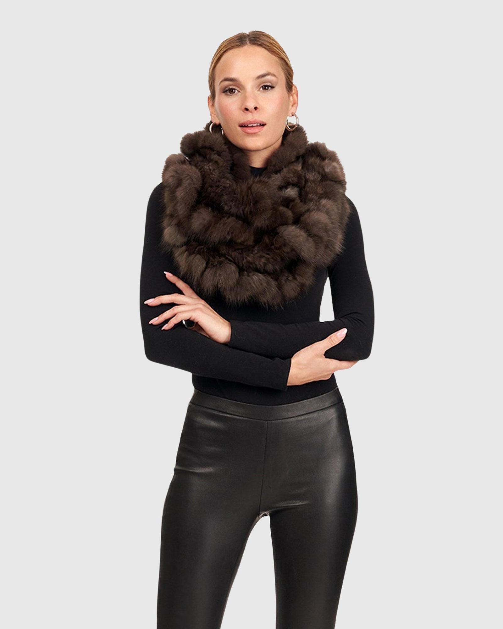 Sable Knit Infinity Scarf With Ruffles | Uptone