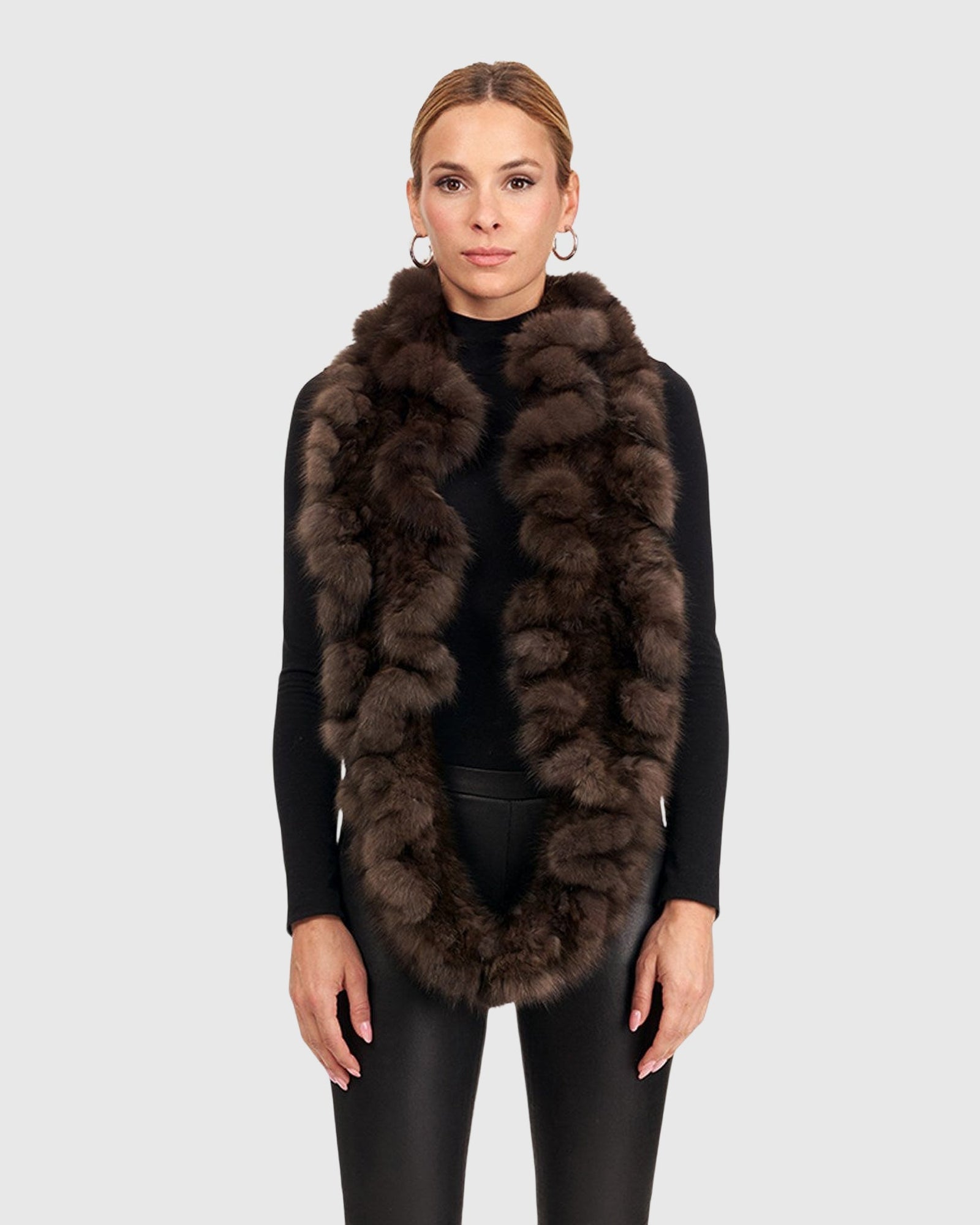 Sable Knit Infinity Scarf With Ruffles | Uptone