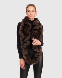 Sable Knit Infinity Scarf With Ruffles | Uptone