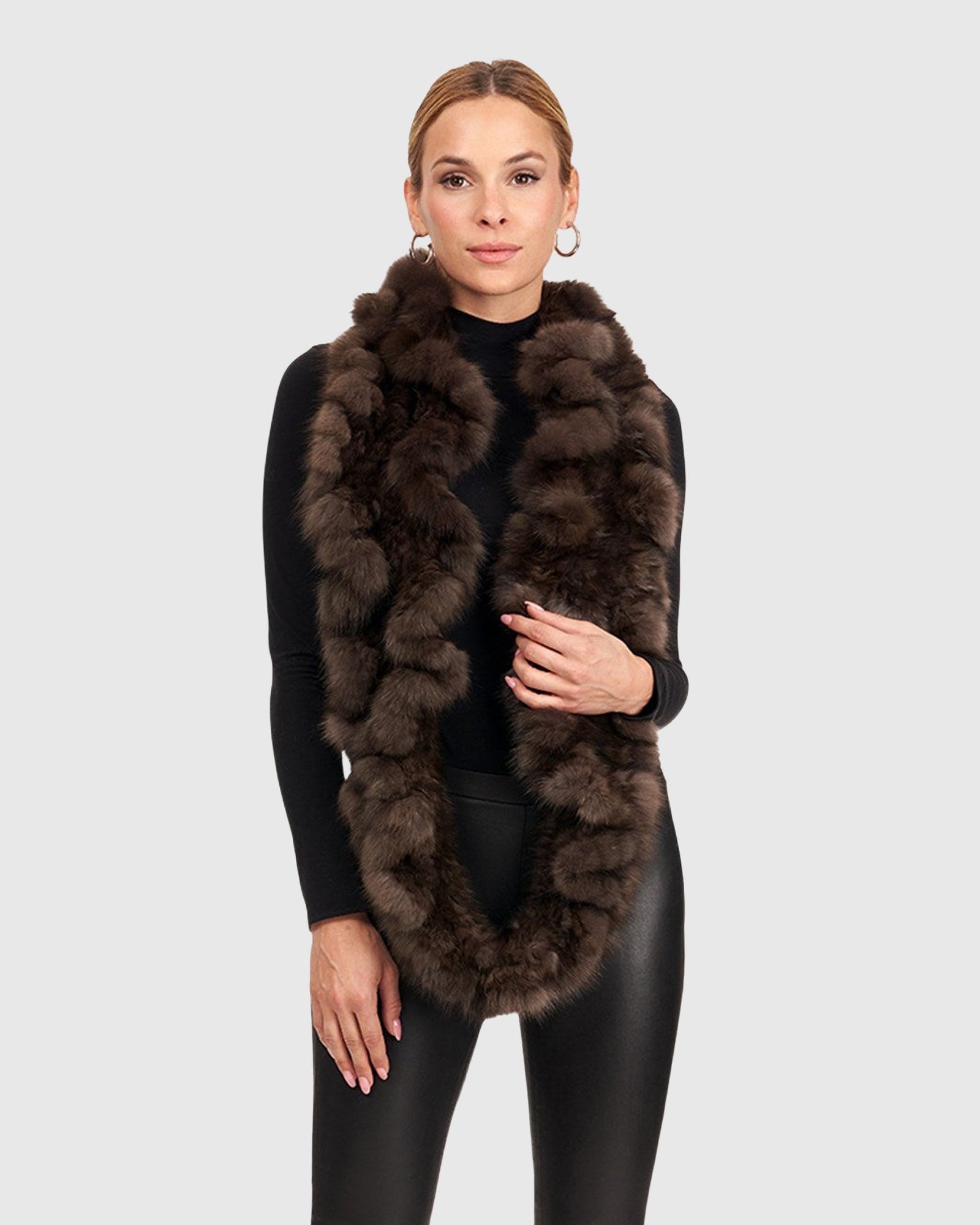 Sable Knit Infinity Scarf With Ruffles | Uptone