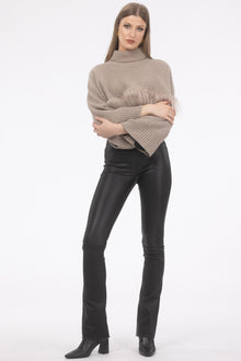 Select Cashmere And Merino Wool Blend Cropped Sweater With Select Mongolian Lamb Trim | Women | Cappucino