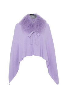 Select Cashmere And Merino Wool Blend Poncho With Select Mongolian Lamb Collar | Women | Lilac