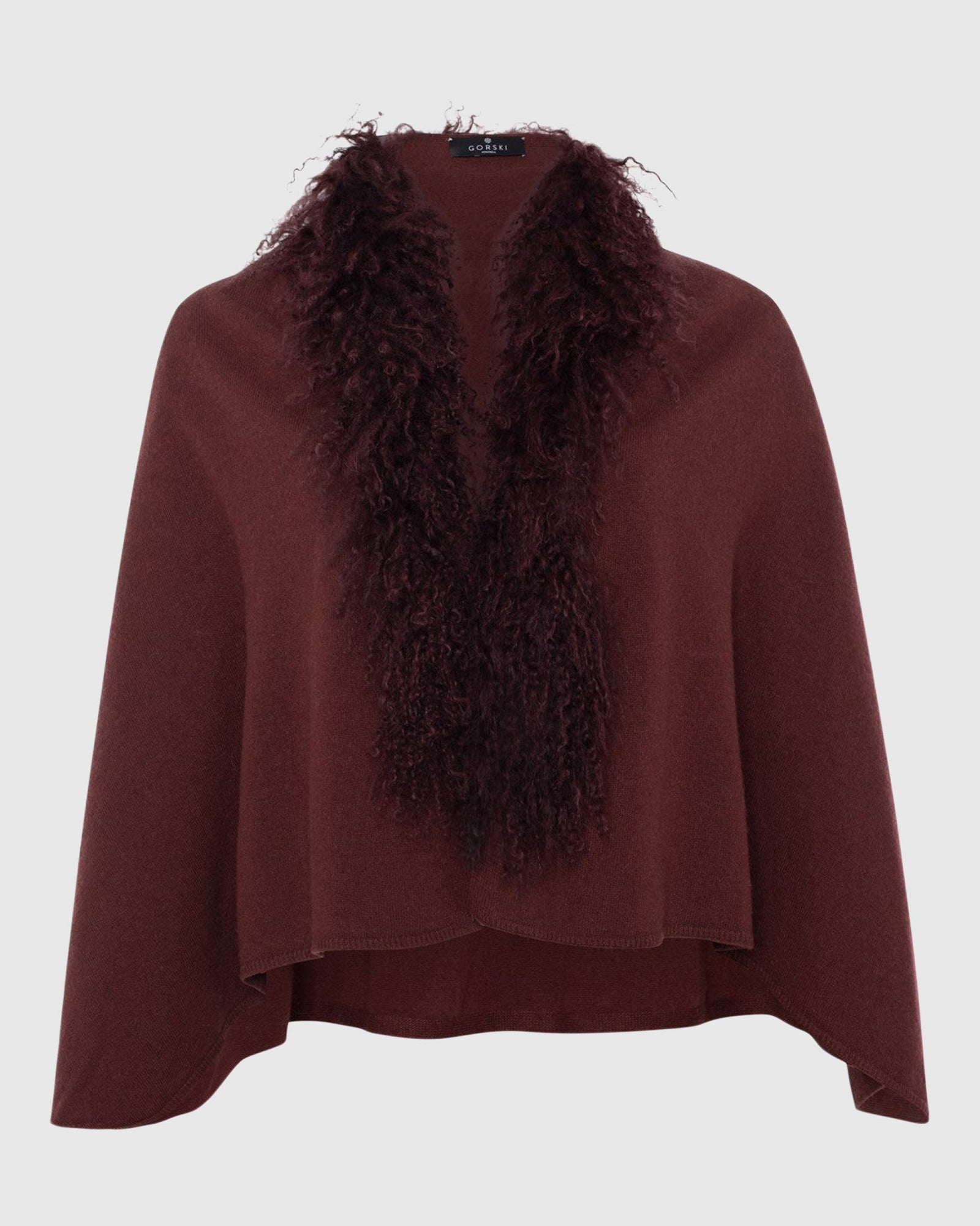 Select Cashmere and Merino Wool Blend Stole with Select Mongolian Lamb Trim | Burgundy