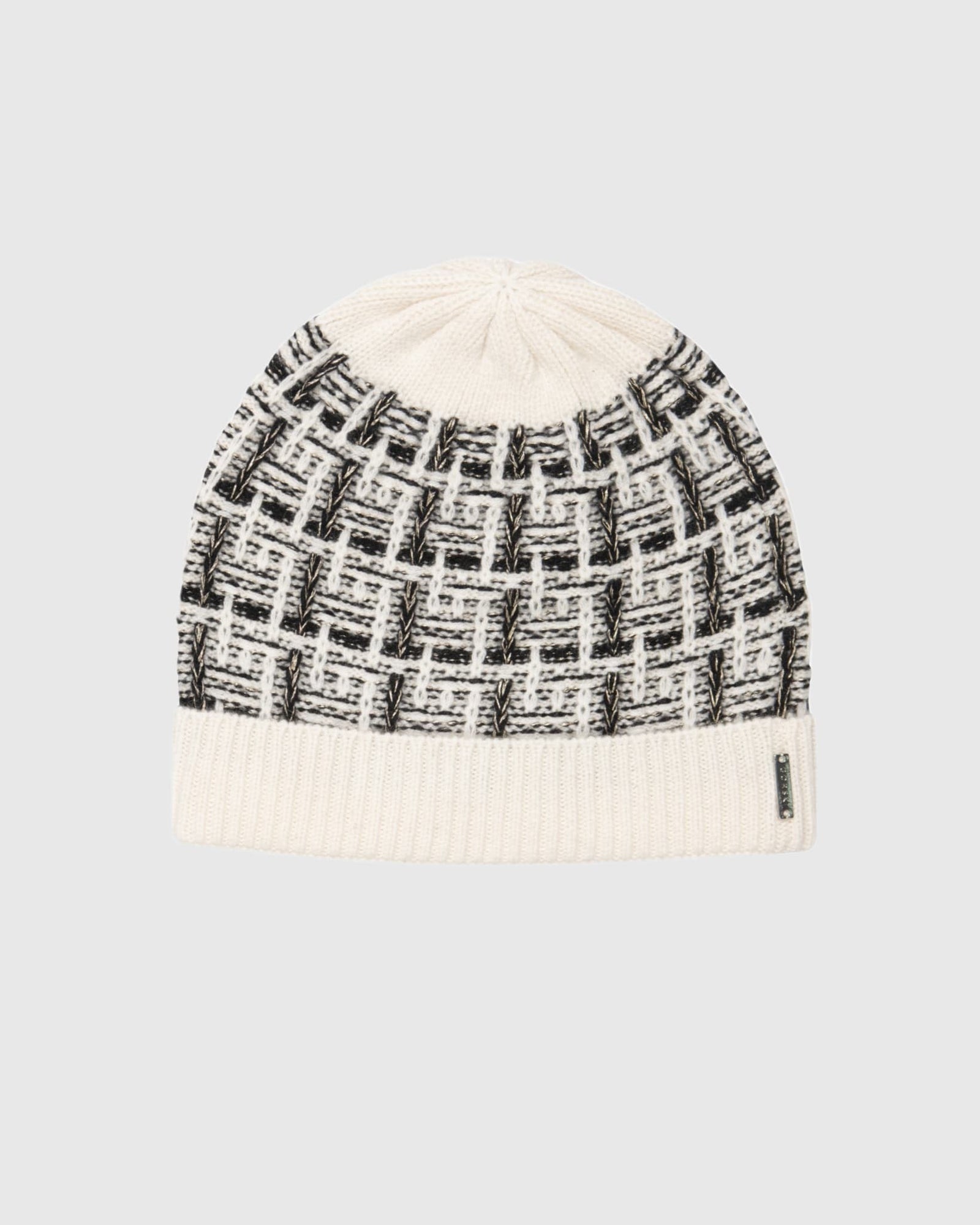 Select Cashmere Beanie Hat | Ivory/Taupe