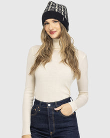 Select Cashmere Beanie Hat | Ivory/Taupe