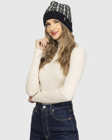 Select Cashmere Beanie Hat | Ivory/Taupe