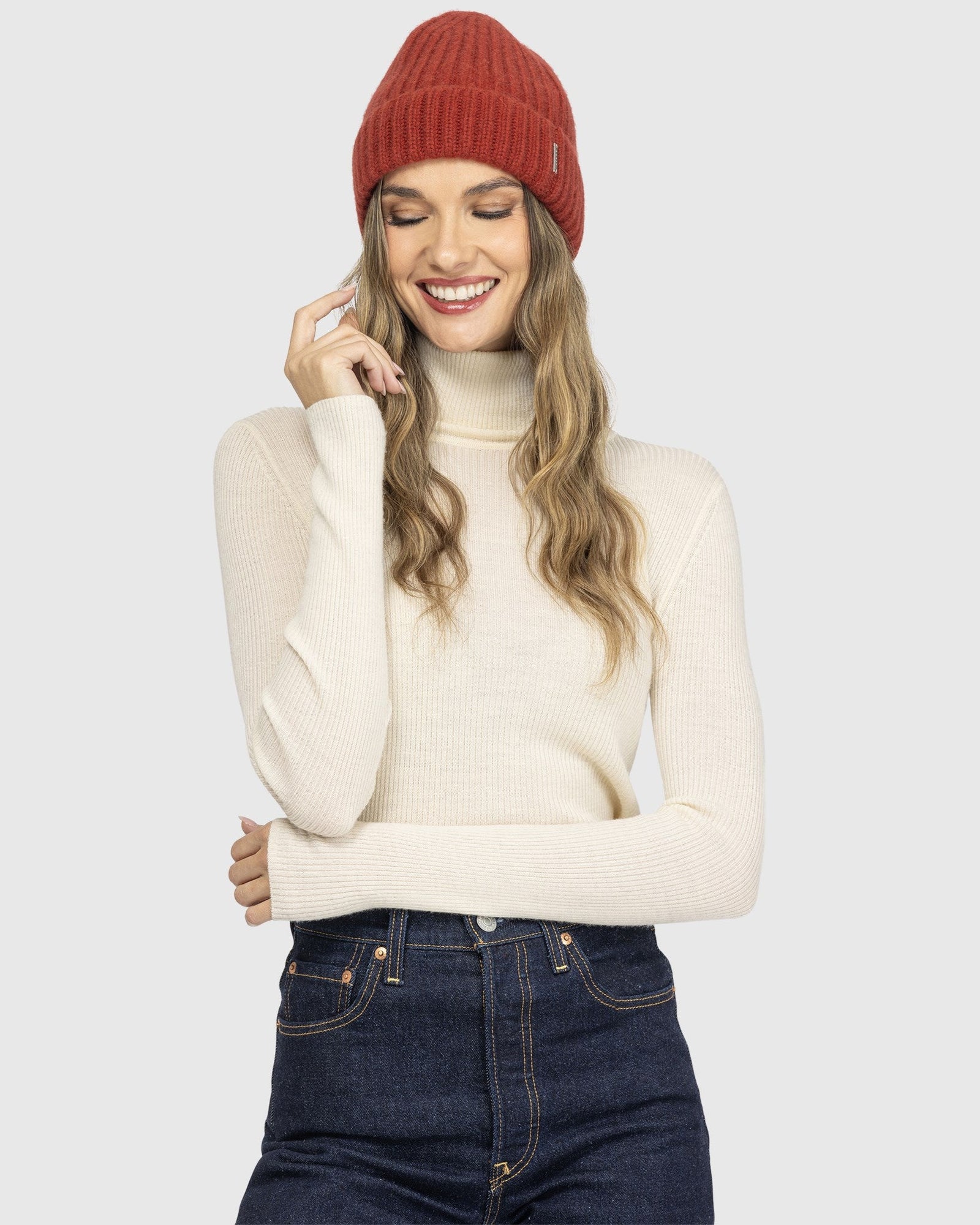 Select Cashmere Beanie Hat | Red