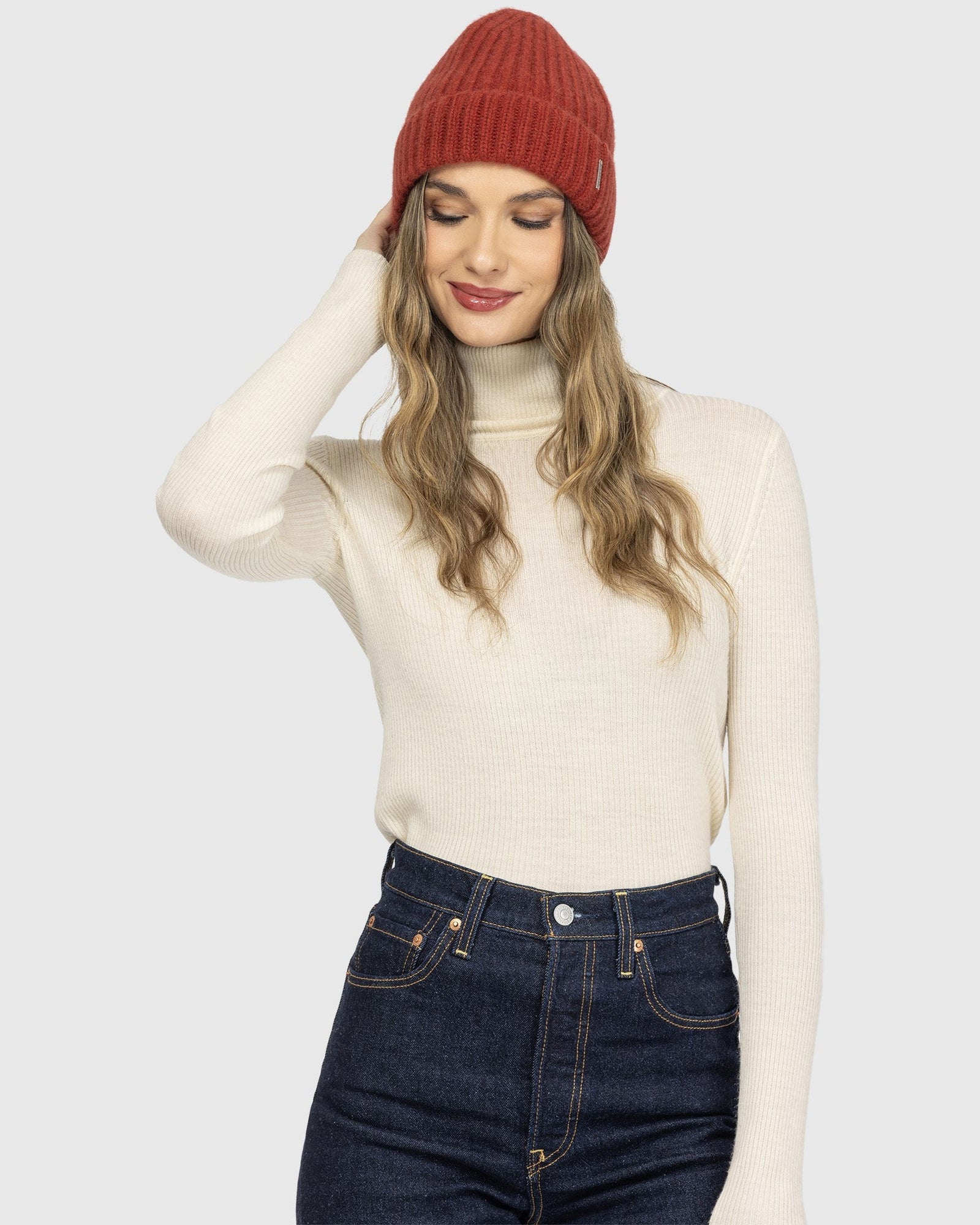 Select Cashmere Beanie Hat | Red