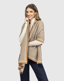 Select Cashmere Stole | Taupe/Caramel