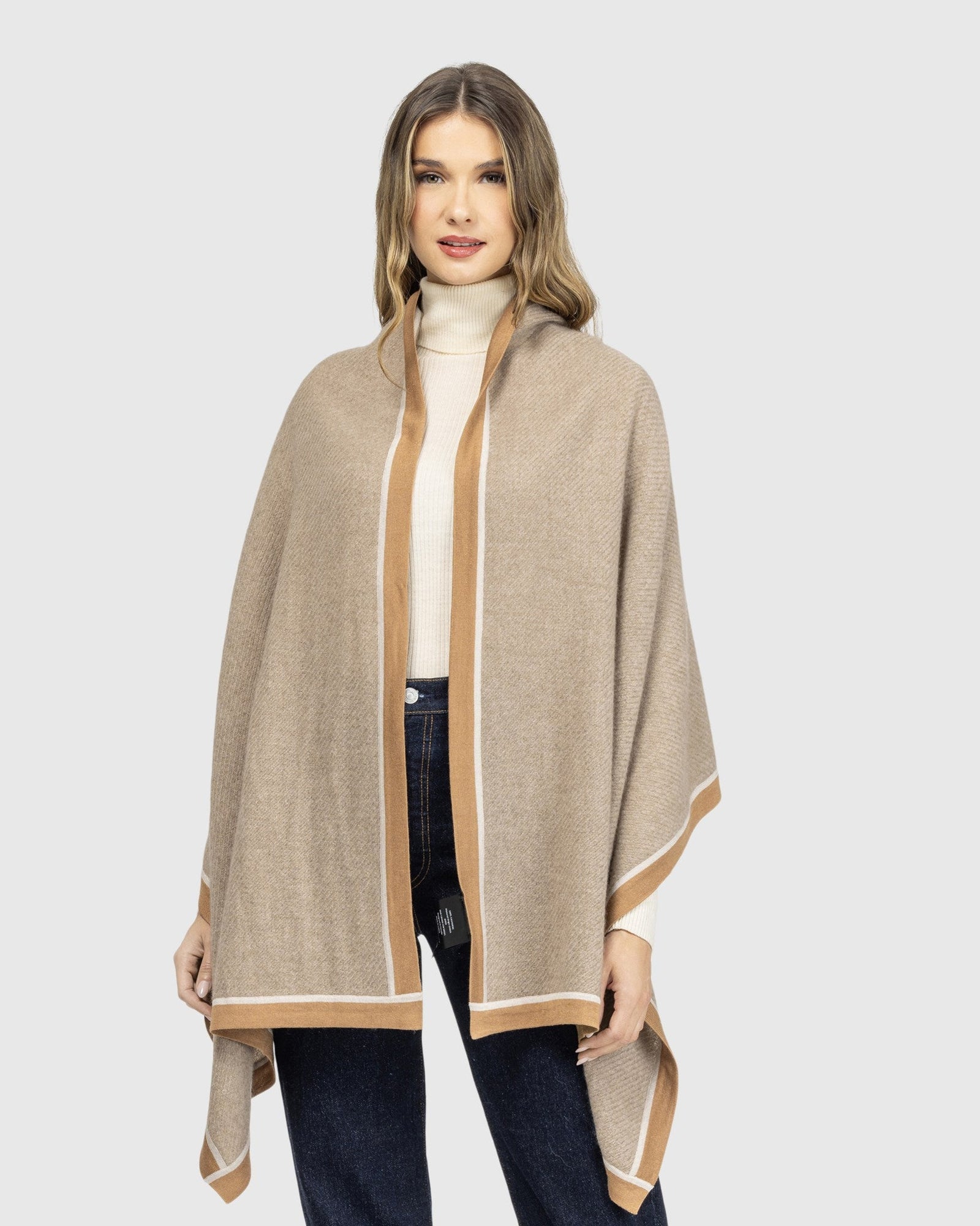 Select Cashmere Stole | Taupe/Caramel