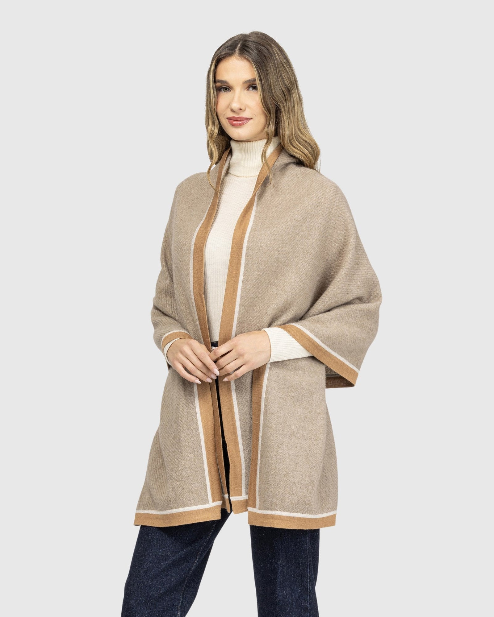 Select Cashmere Stole | Taupe/Caramel