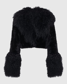 Select Cashmere Goat Bolero With Select Mongolian Goat Collar And Cuffs | Black