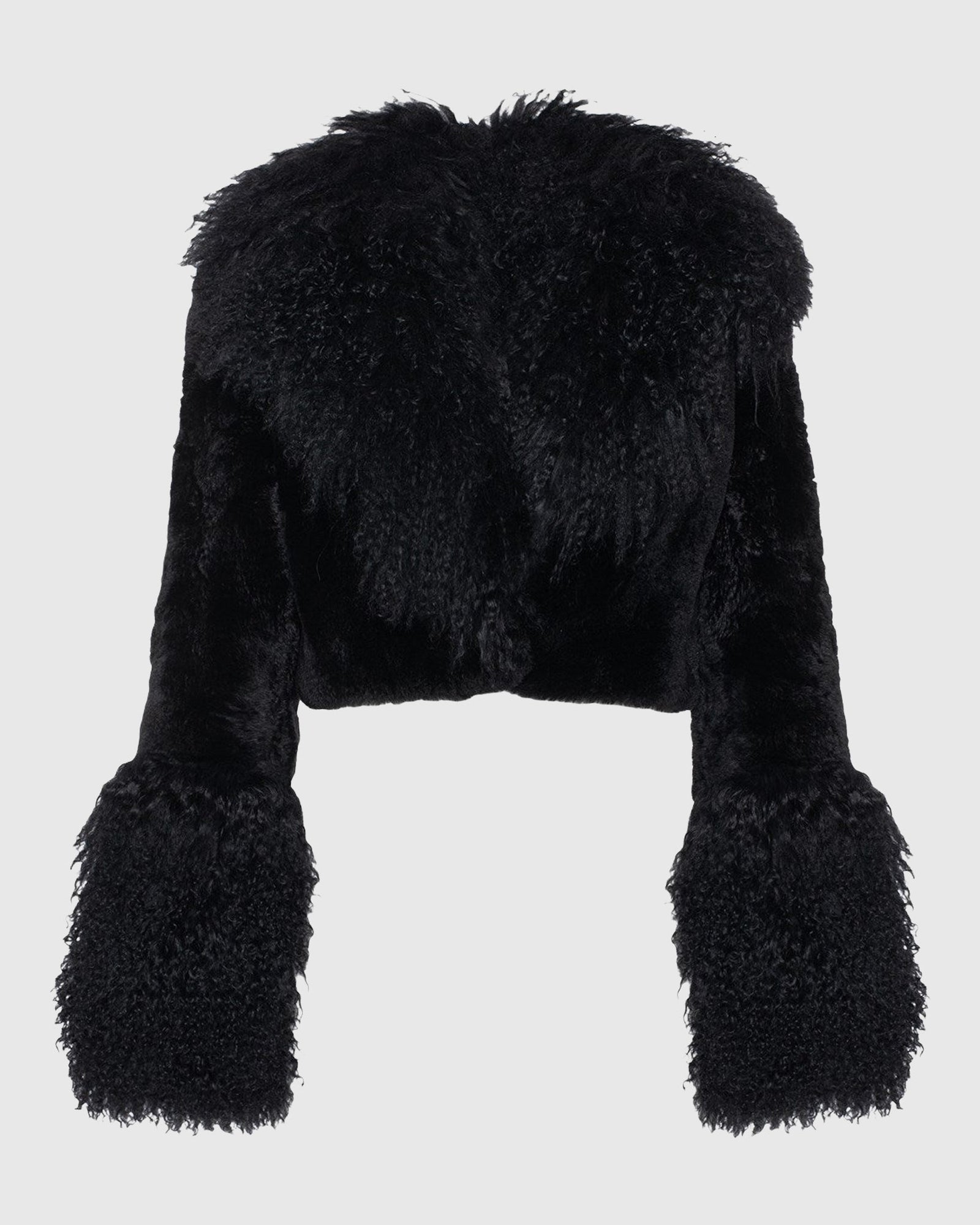 Select Cashmere Goat Bolero With Select Mongolian Goat Collar And Cuffs | Black