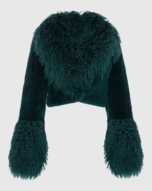 Select Cashmere Goat Bolero With Select Mongolian Goat Collar And Cuffs | Forest Green