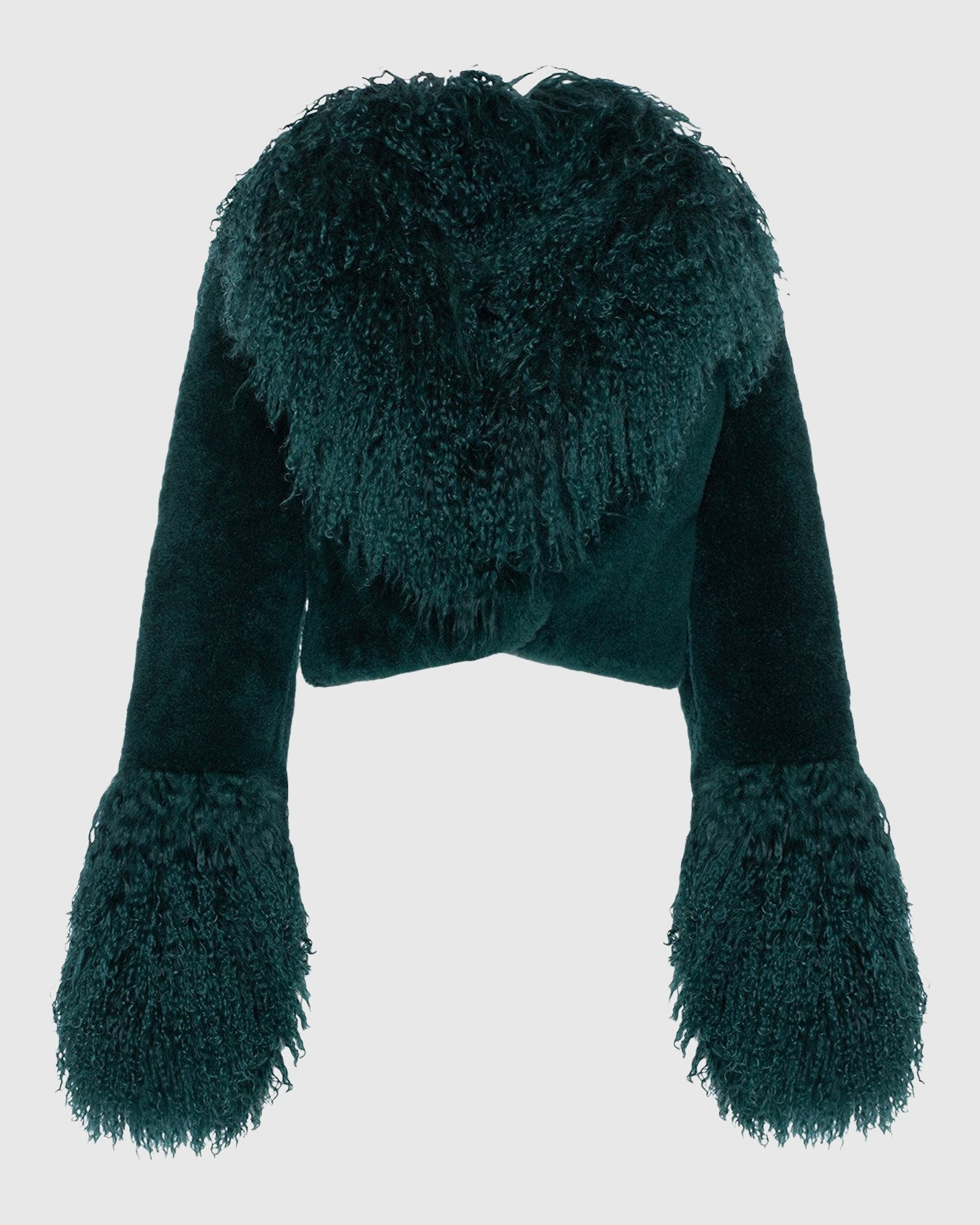 Select Cashmere Goat Bolero With Select Mongolian Goat Collar And Cuffs | Forest Green