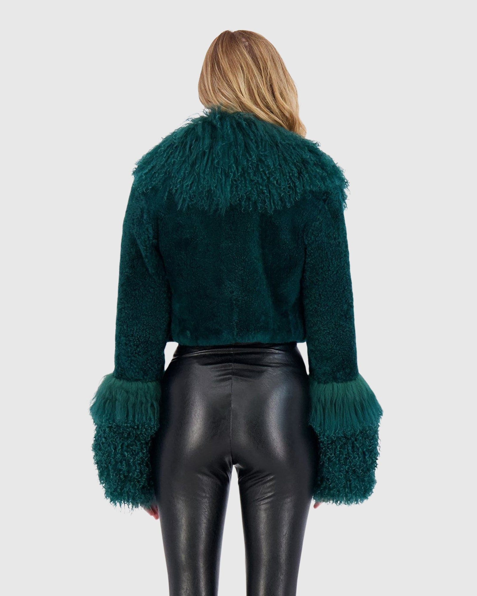 Select Cashmere Goat Bolero With Select Mongolian Goat Collar And Cuffs | Forest Green