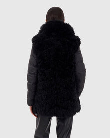 Select Cashmere Goat Chevron Jacket With Detachable Quilted Sleeves | Black/Black