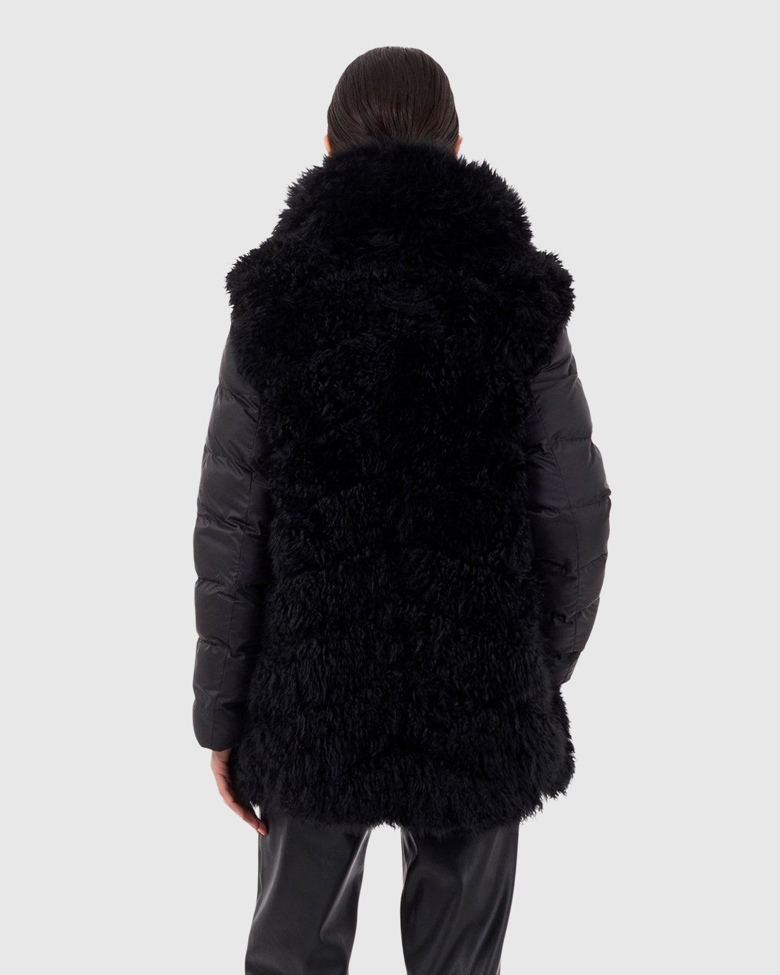 Select Cashmere Goat Chevron Jacket With Detachable Quilted Sleeves | Black/Black