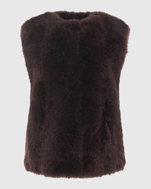 Select Cashmere Goat Collarless Vest | Burgundy