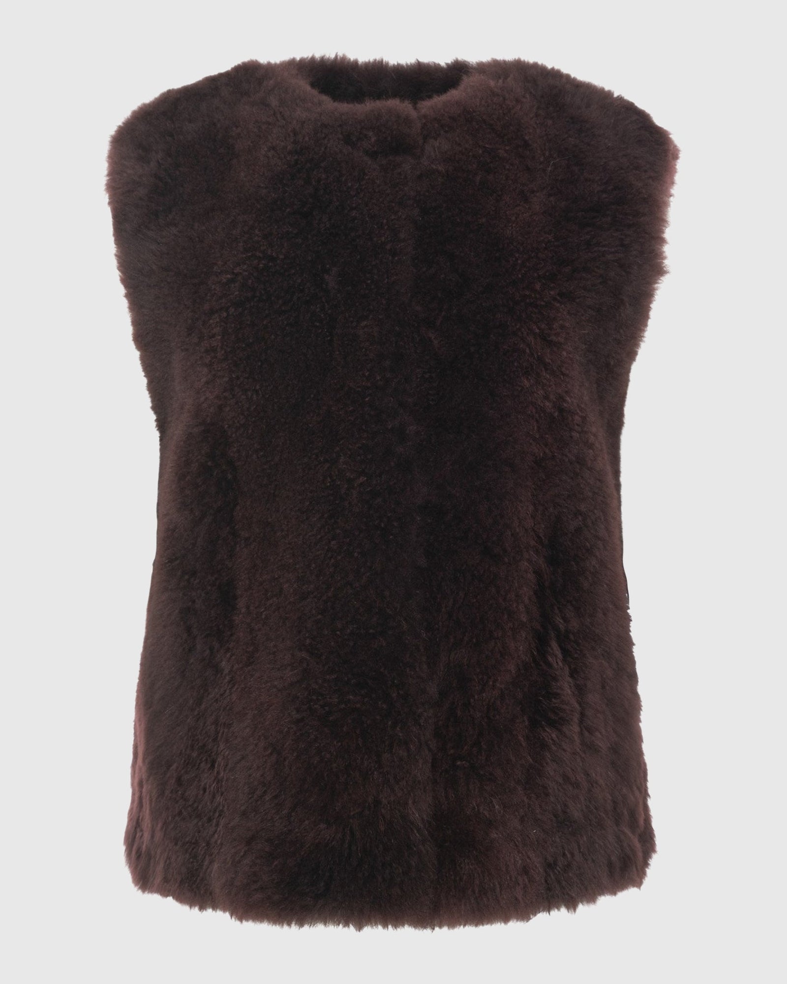 Select Cashmere Goat Collarless Vest | Burgundy