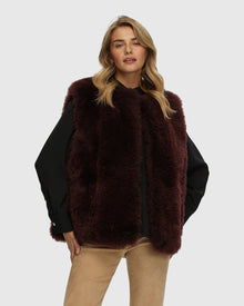 Select Cashmere Goat Collarless Vest | Burgundy