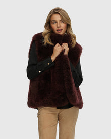 Select Cashmere Goat Collarless Vest | Burgundy