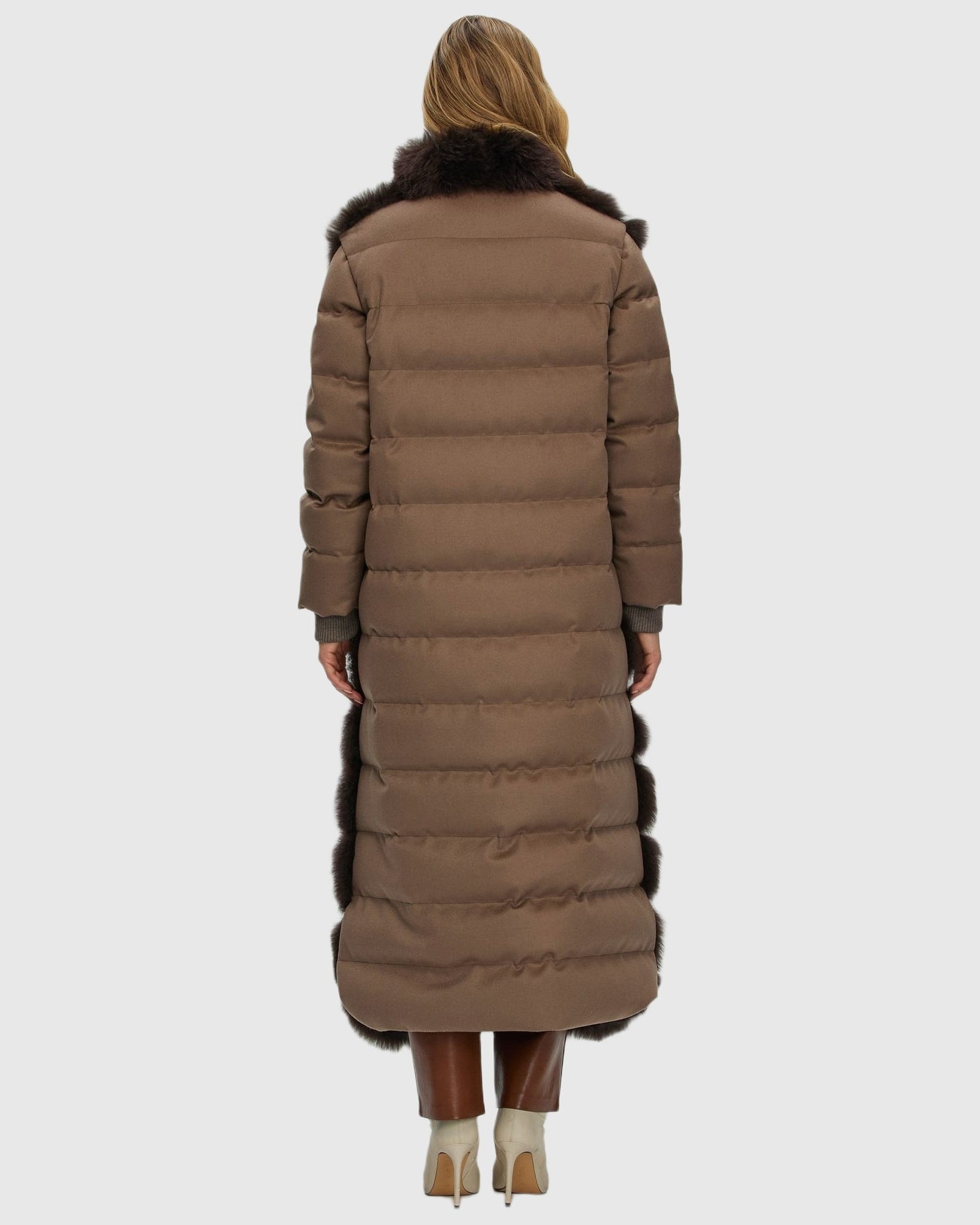 Select Cashmere Goat Diagonal Coat With Loro Piana Cashmere Sleeves And Back | Brown/Brown