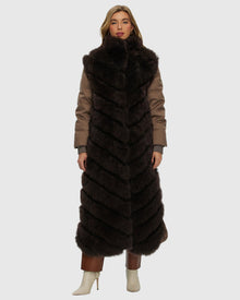 Select Cashmere Goat Diagonal Coat With Loro Piana Cashmere Sleeves And Back | Brown/Brown