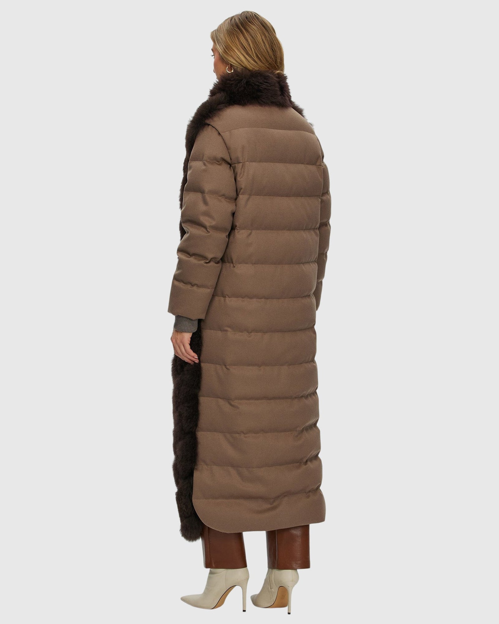 Select Cashmere Goat Diagonal Coat With Loro Piana Cashmere Sleeves And Back | Brown/Brown